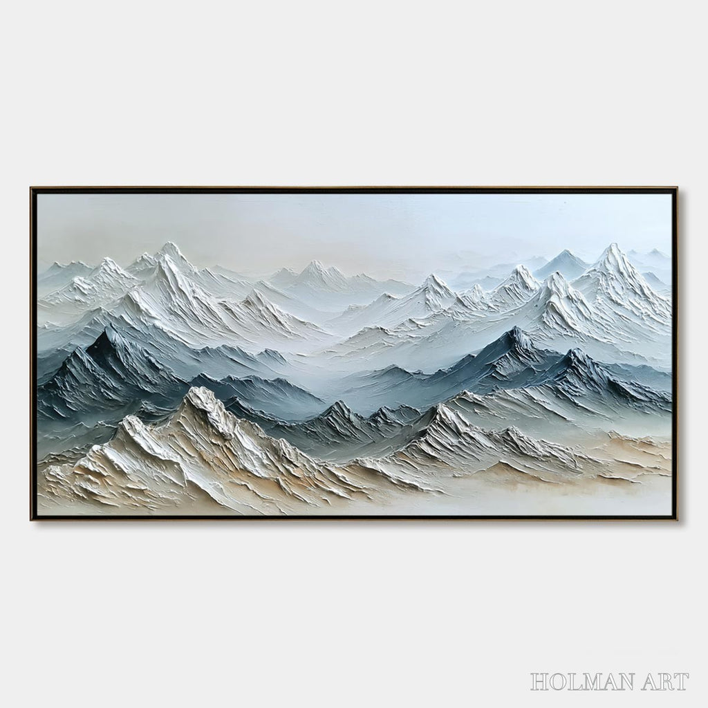 HOLMAN ART Eternal Summits – Textured Wabi Sabi Mountain Landscape Painting - image 1