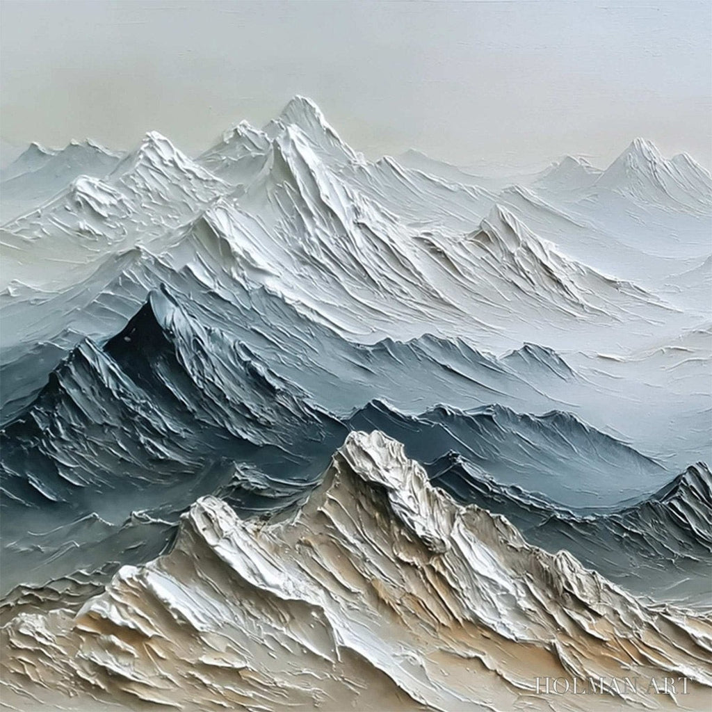 HOLMAN ART Eternal Summits – Textured Wabi Sabi Mountain Landscape Painting - image 3