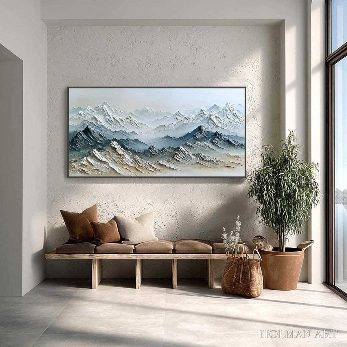 HOLMAN ART Eternal Summits – Textured Wabi Sabi Mountain Landscape Painting - image 4