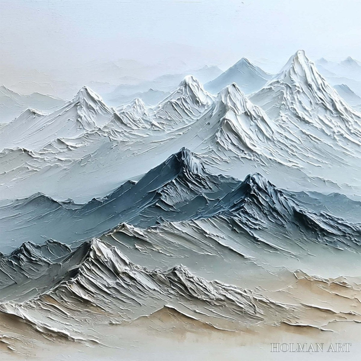 HOLMAN ART Eternal Summits – Textured Wabi Sabi Mountain Landscape Painting - image 5