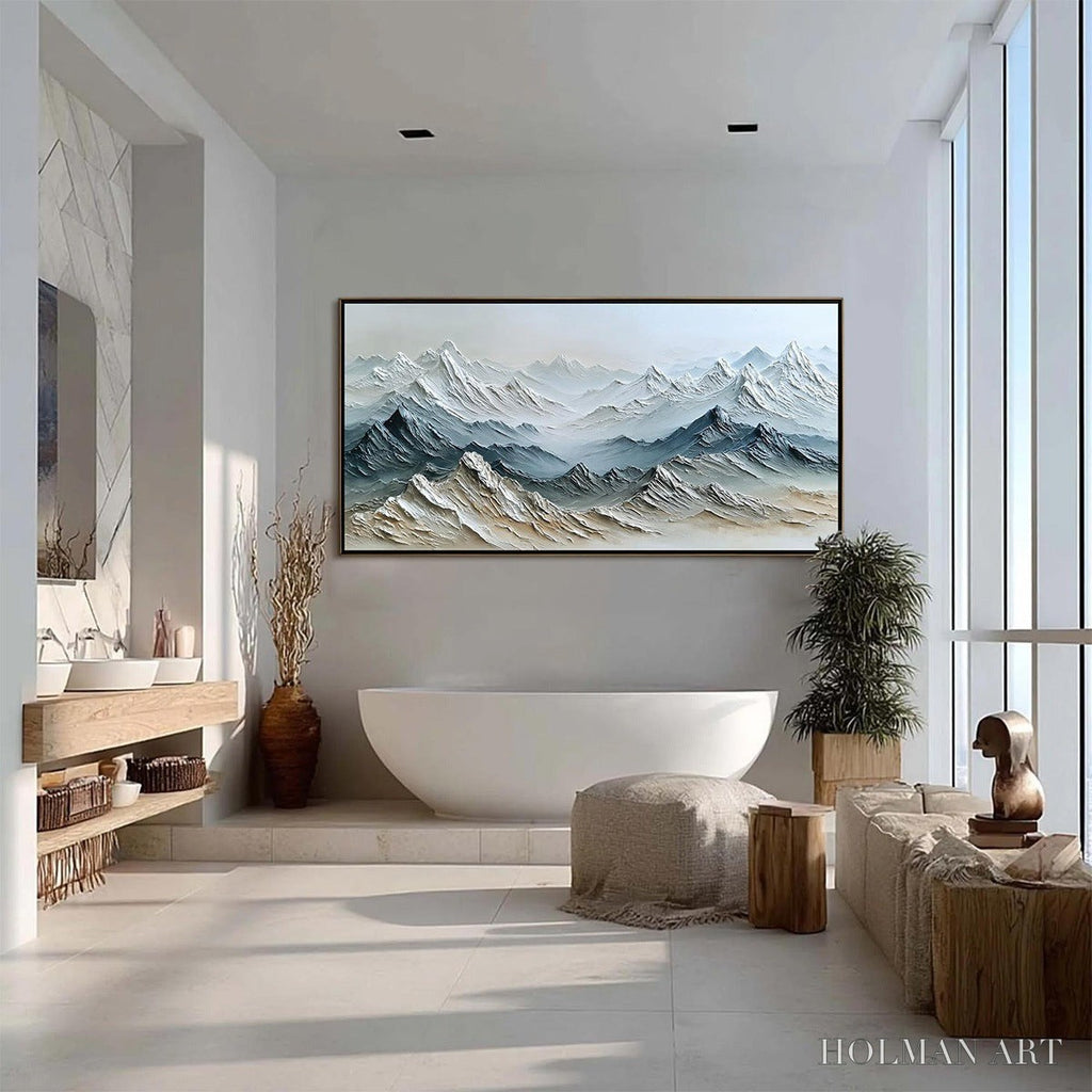 HOLMAN ART Eternal Summits – Textured Wabi Sabi Mountain Landscape Painting - image 6