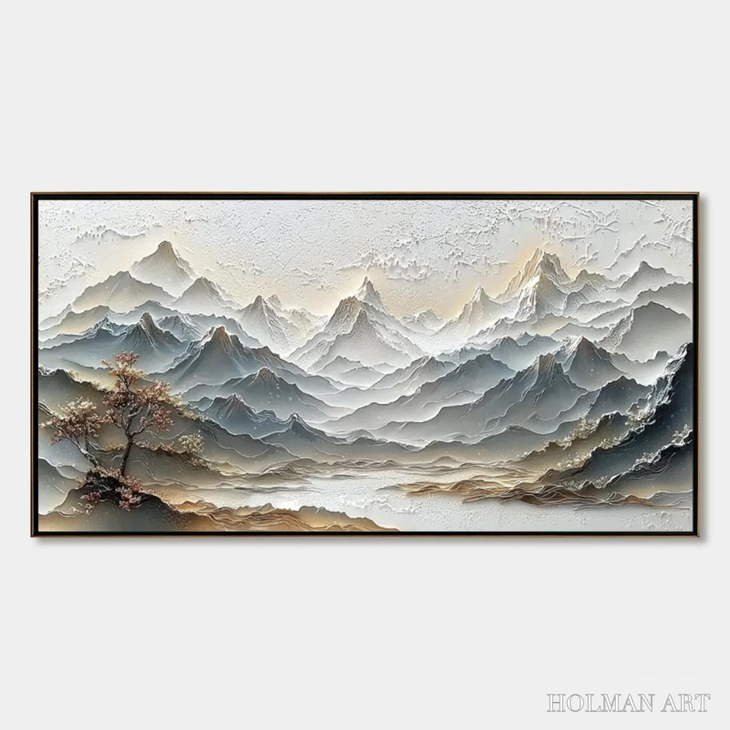 HOLMAN ART Eternal Horizons – Textured Wabi Sabi Mountain Landscape Painting - image 1