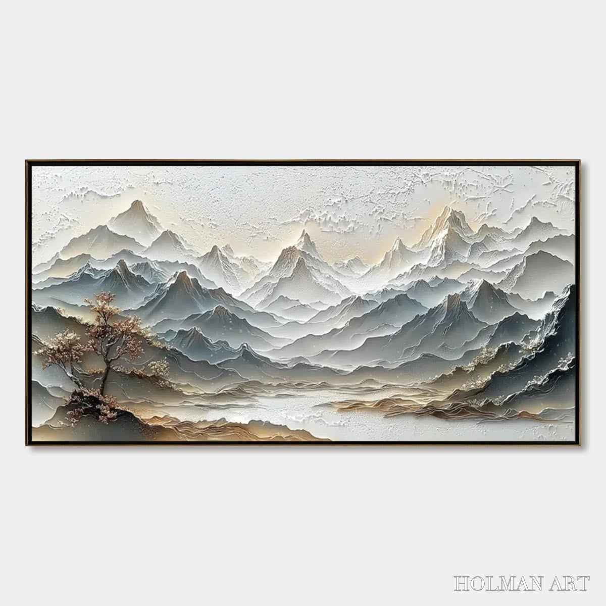 HOLMAN ART Eternal Horizons – Textured Wabi Sabi Mountain Landscape Painting - image 1
