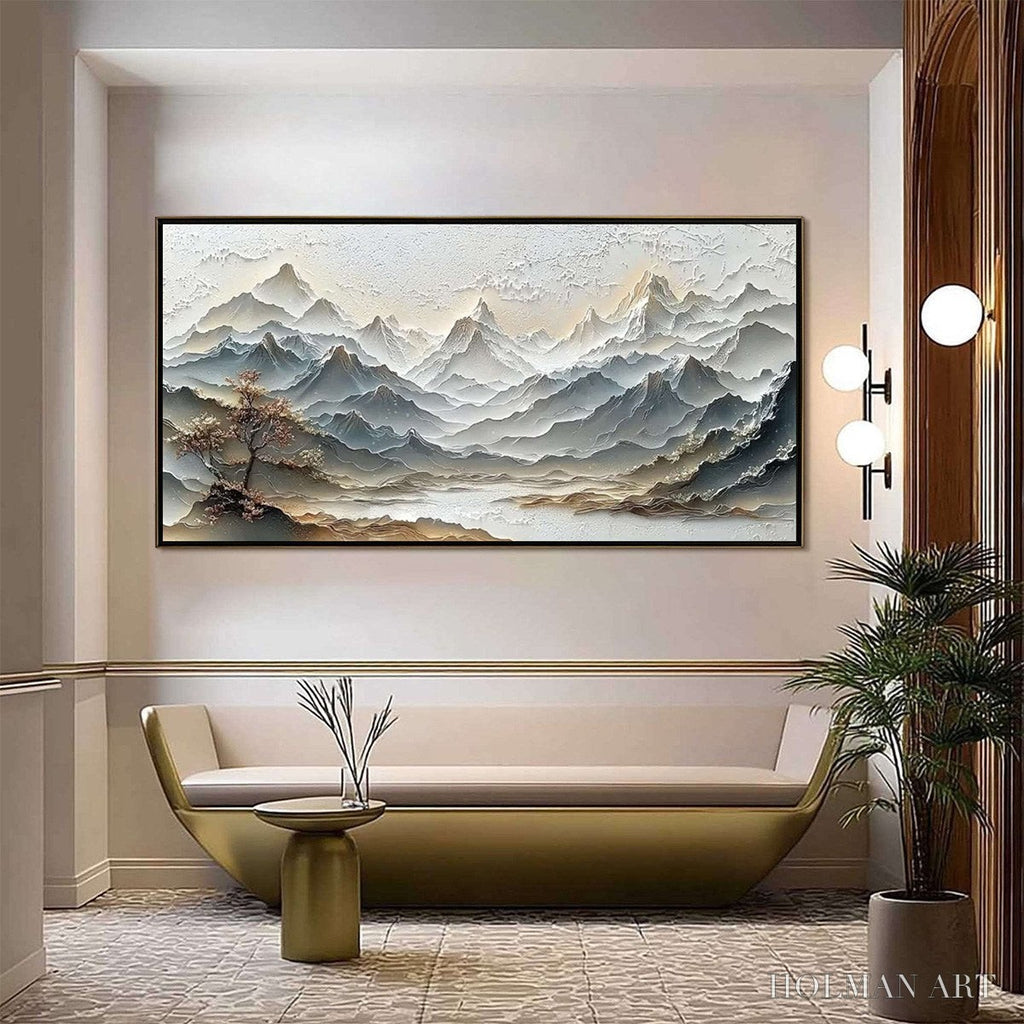 HOLMAN ART Eternal Horizons – Textured Wabi Sabi Mountain Landscape Painting - image 2