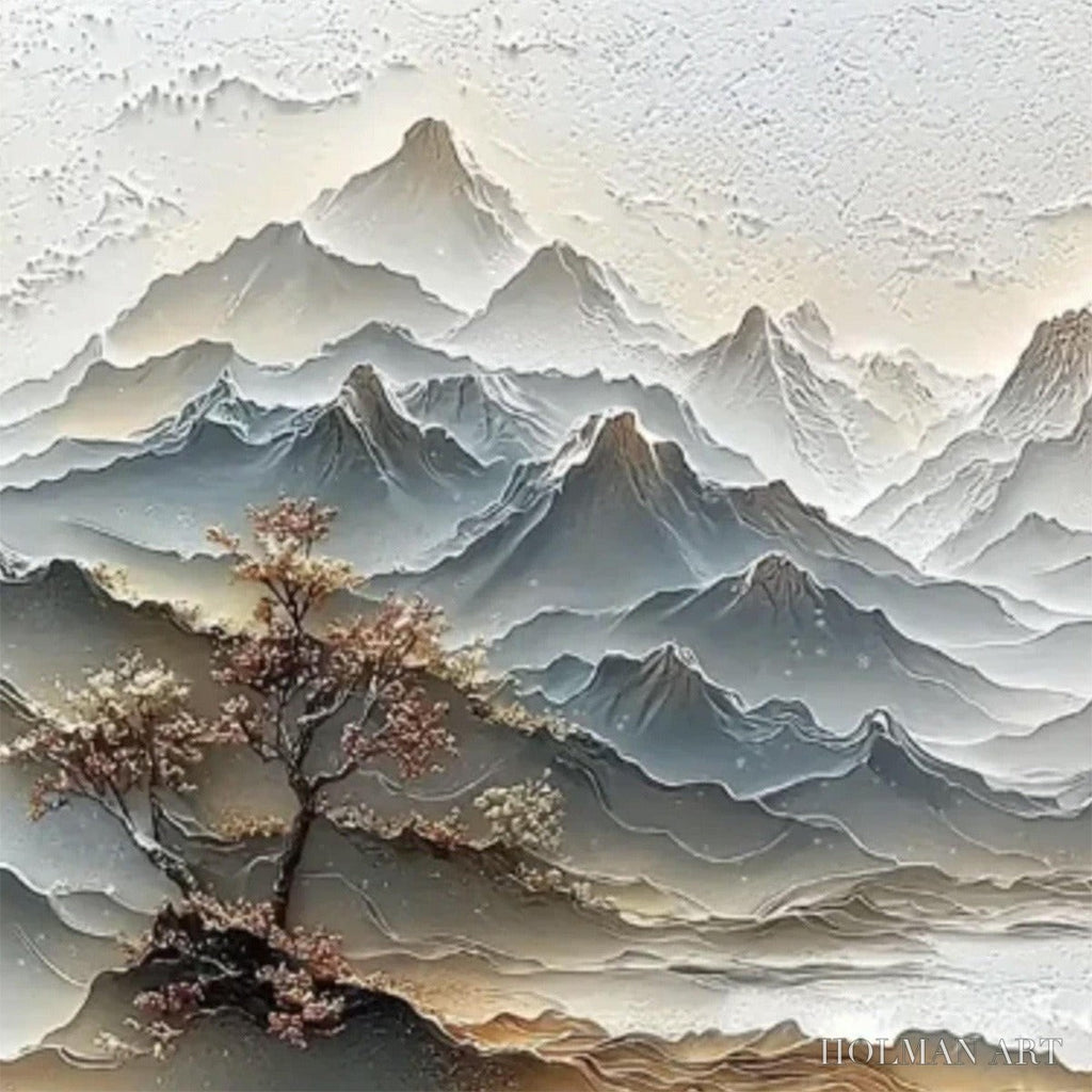 HOLMAN ART Eternal Horizons – Textured Wabi Sabi Mountain Landscape Painting - image 3