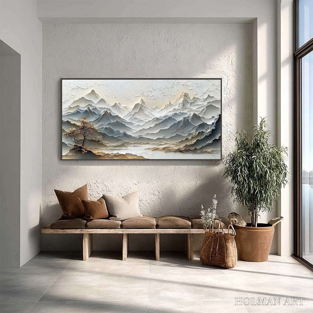 HOLMAN ART Eternal Horizons – Textured Wabi Sabi Mountain Landscape Painting - image 4