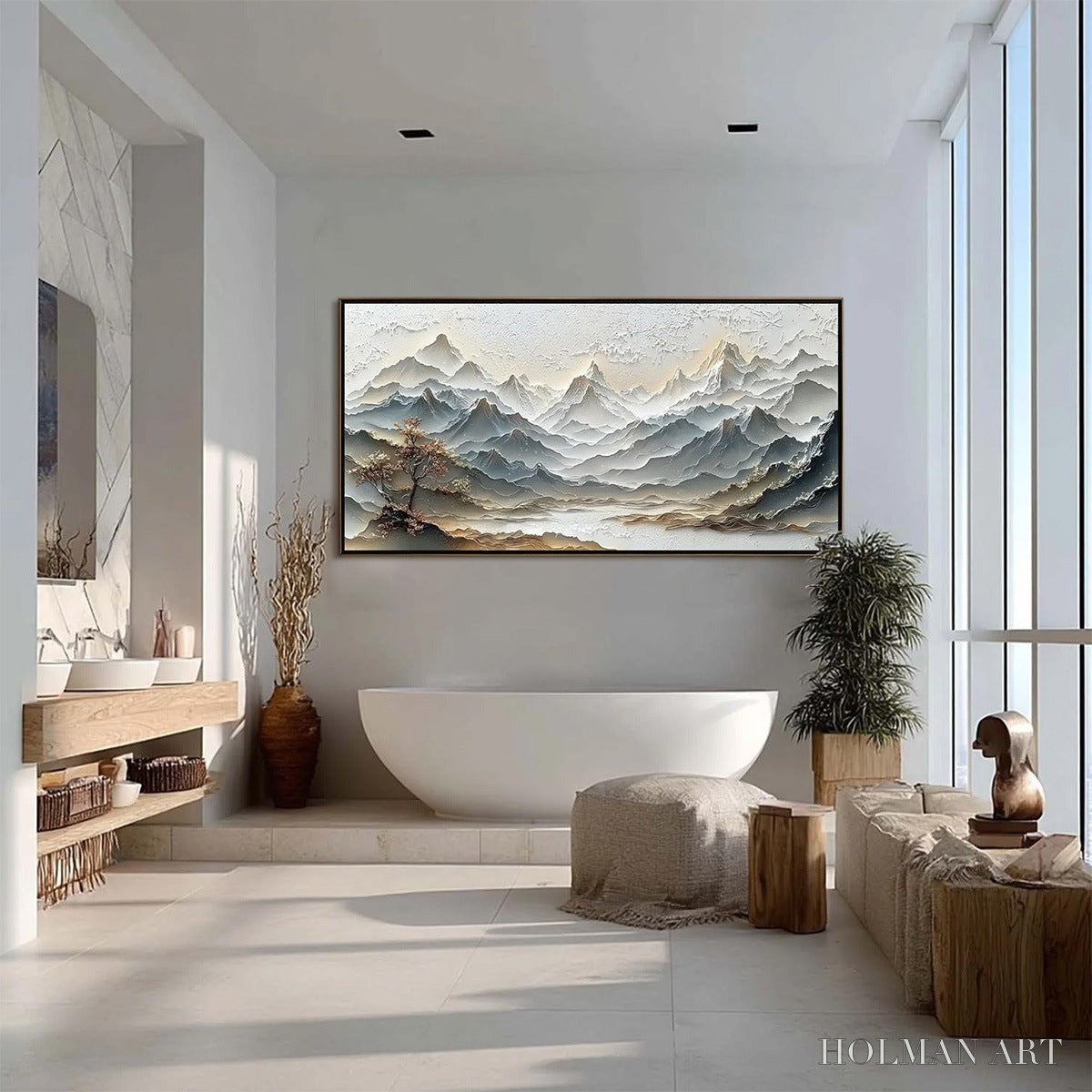 HOLMAN ART Eternal Horizons – Textured Wabi Sabi Mountain Landscape Painting - image 6