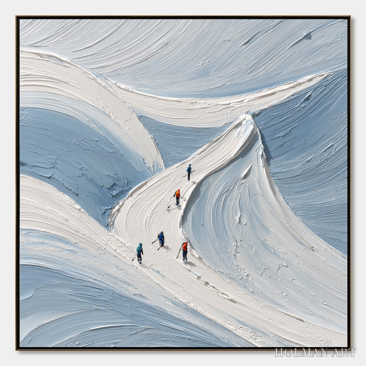 HOLMAN ART Alpine Ascent – Textured Impasto Skiing Mountainscape Painting - image 1