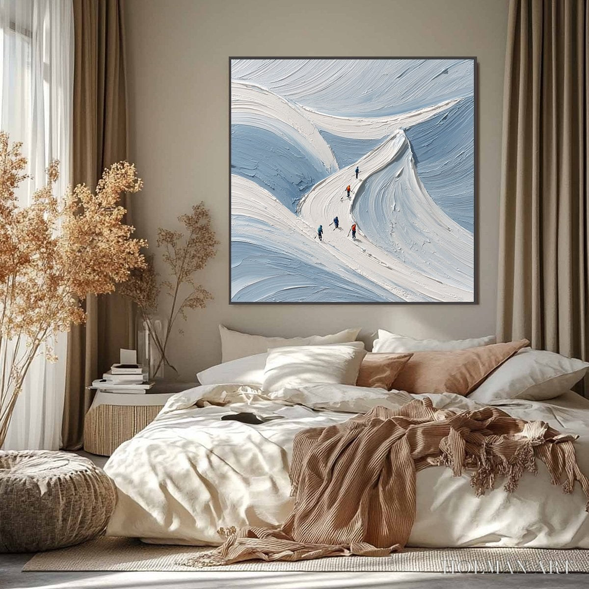 HOLMAN ART Alpine Ascent – Textured Impasto Skiing Mountainscape Painting - image 2