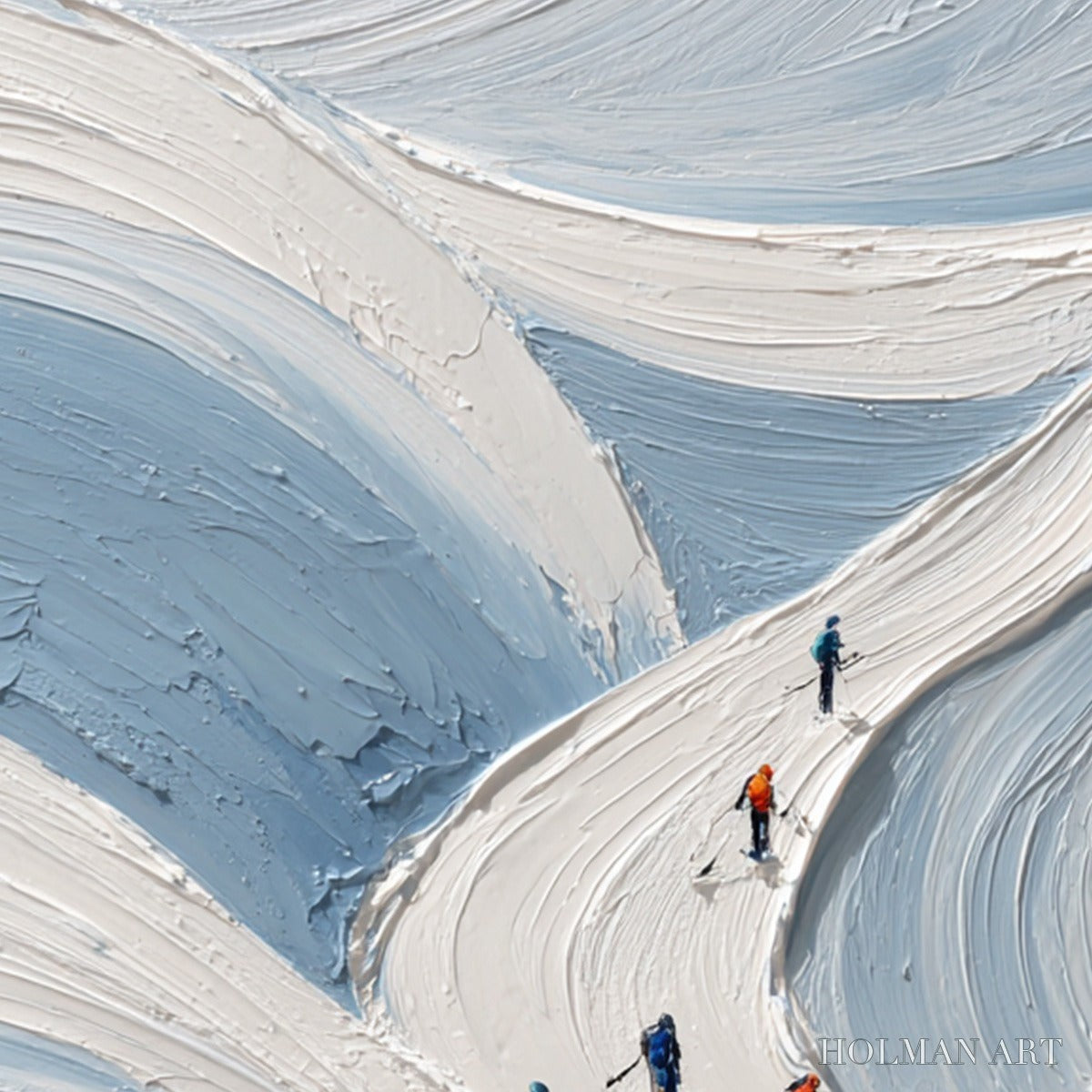 HOLMAN ART Alpine Ascent – Textured Impasto Skiing Mountainscape Painting - image 3