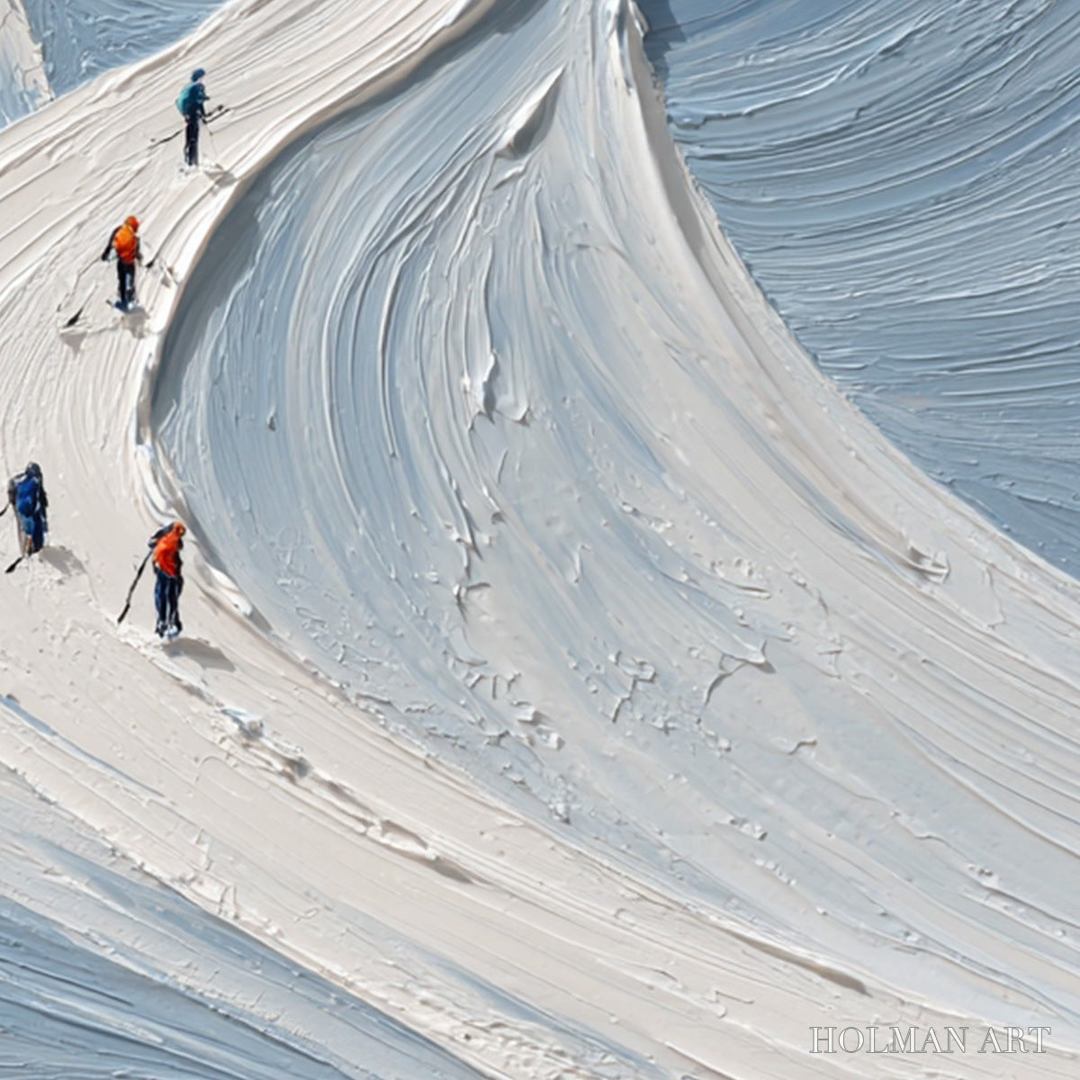 HOLMAN ART Alpine Ascent – Textured Impasto Skiing Mountainscape Painting - image 5
