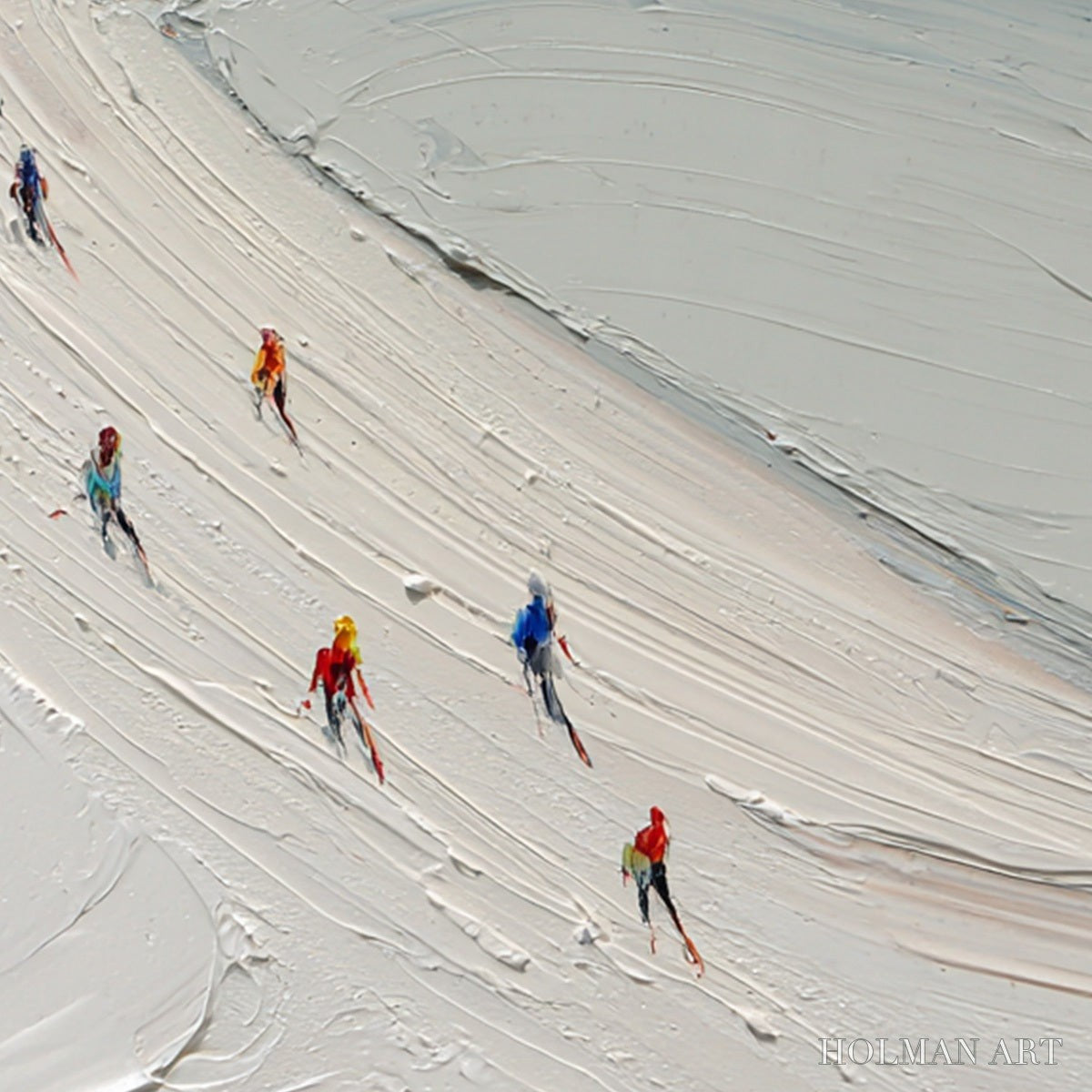 HOLMAN ART Alpine Rush – Textured Impasto Style Skiing Sports Painting - image 3