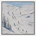 HOLMAN ART Alpine Rush – Textured Impasto Painting of Skiers on a Snowy Mountain - image 1