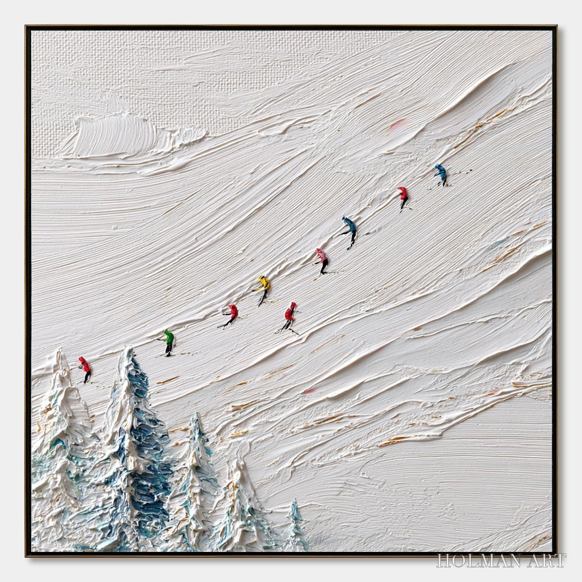 HOLMAN ART Alpine Rush – Heavily Textured Impasto Skiing Sports Painting - image 1