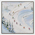 HOLMAN ART Alpine Rush – Textured Impasto Painting of Skiers on a Snowy Mountain - image 1