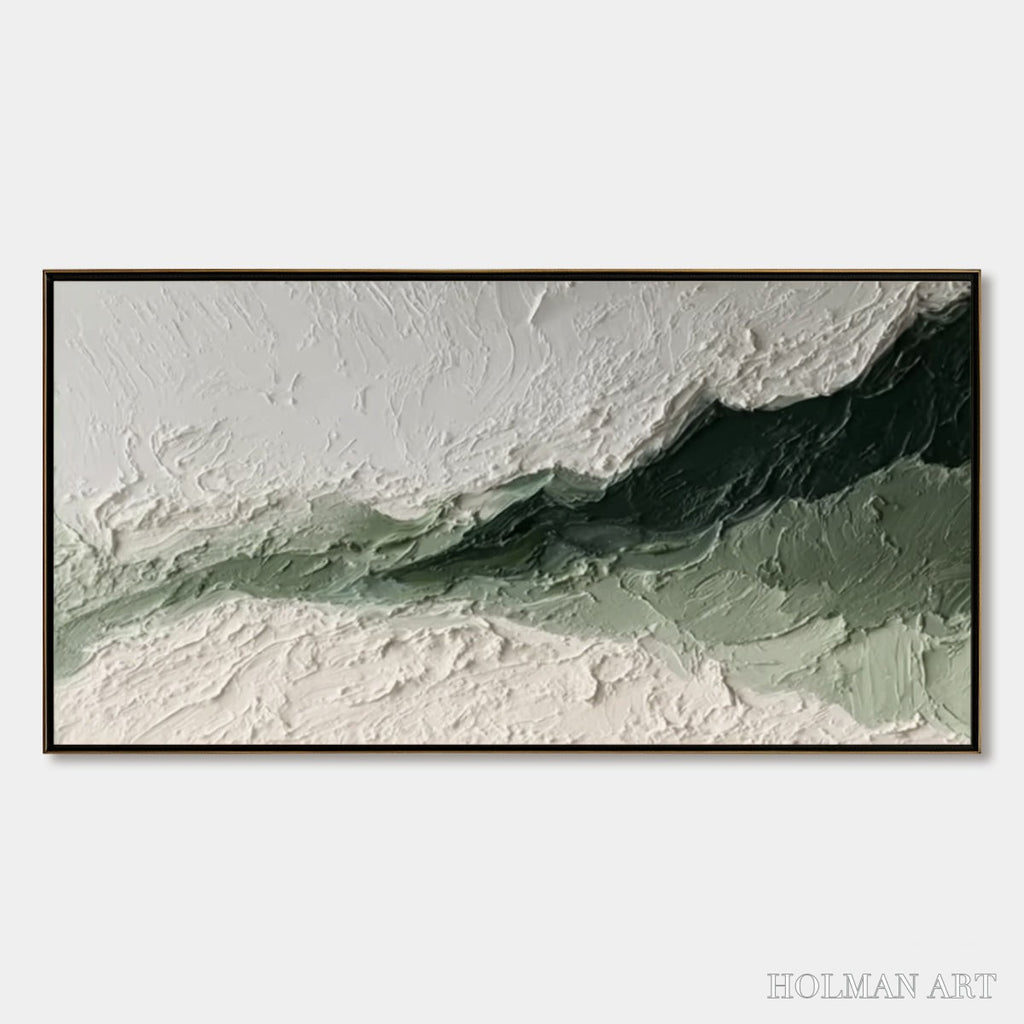 HOLMAN ART Emerald Ridge – Heavily Textured Wabi Sabi Abstract Landscape Painting - image 1