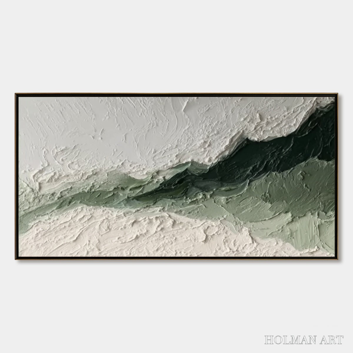 HOLMAN ART Emerald Ridge – Heavily Textured Wabi Sabi Abstract Landscape Painting - image 1