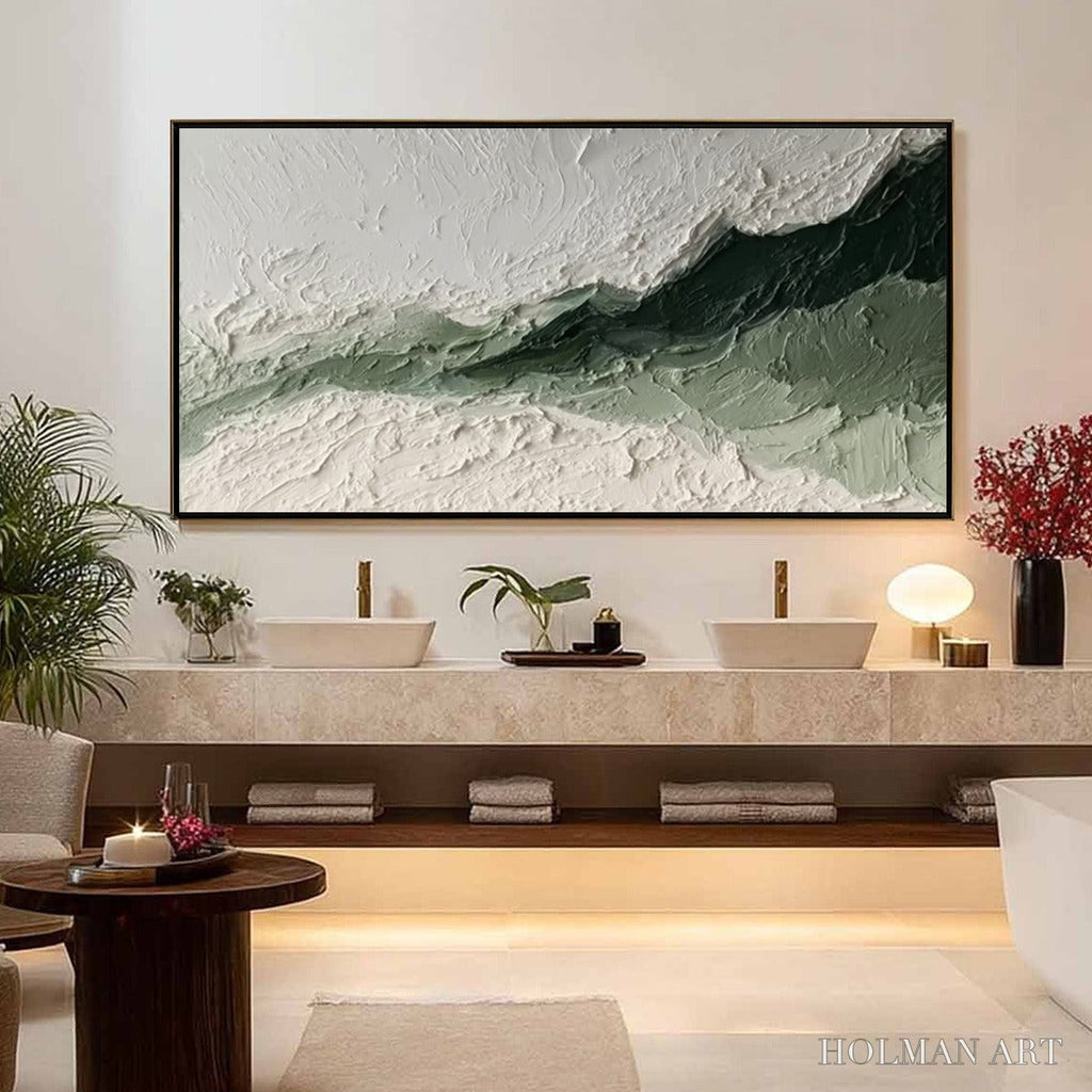 HOLMAN ART Emerald Ridge – Heavily Textured Wabi Sabi Abstract Landscape Painting - image 2