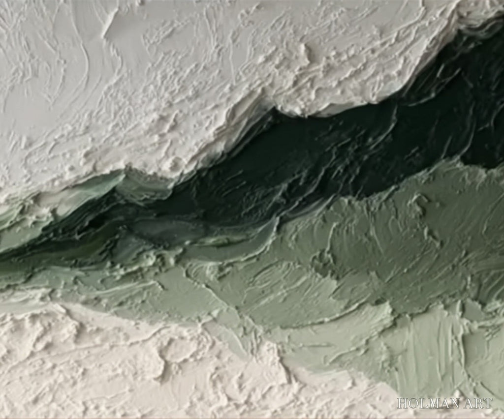 HOLMAN ART Emerald Ridge – Heavily Textured Wabi Sabi Abstract Landscape Painting - image 3