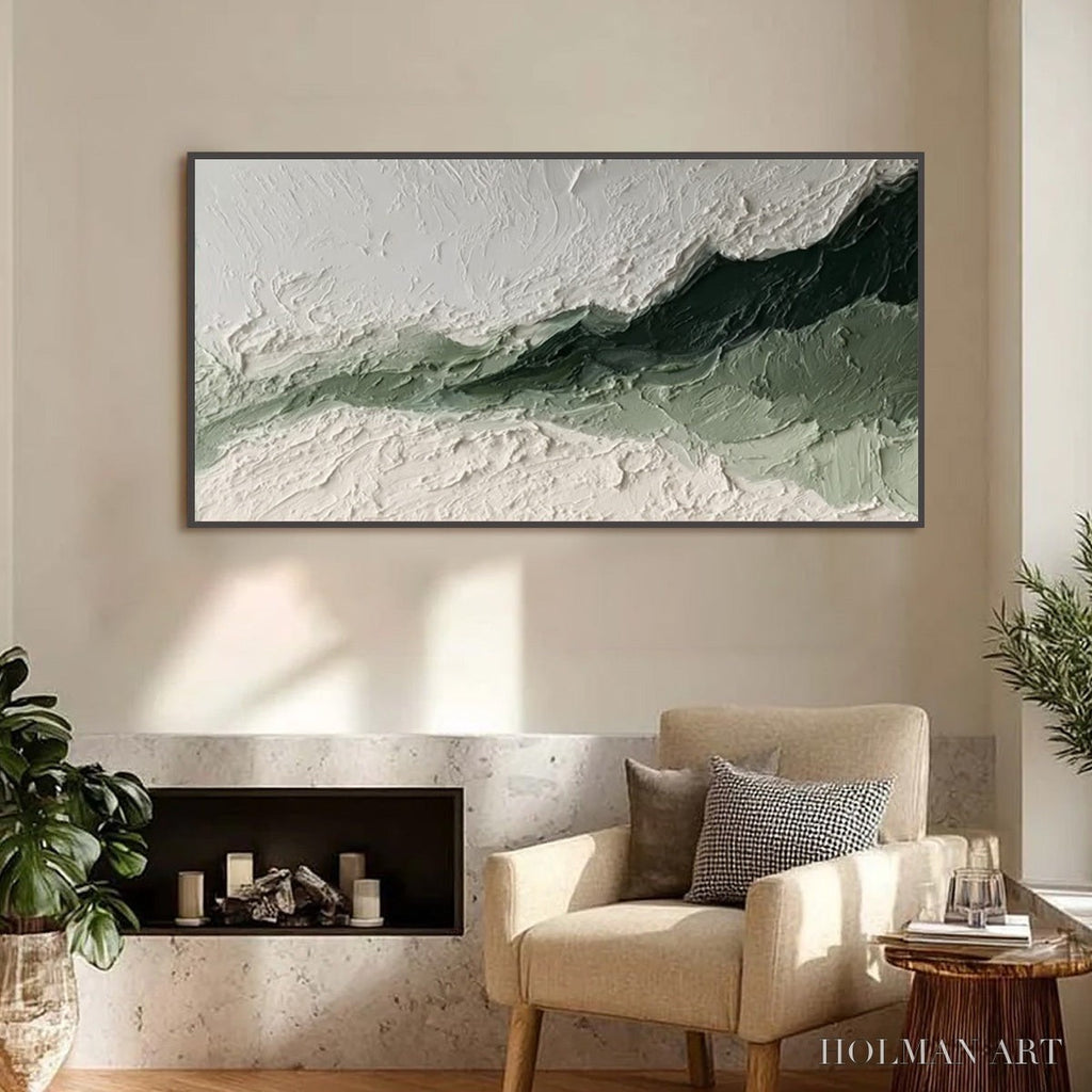 HOLMAN ART Emerald Ridge – Heavily Textured Wabi Sabi Abstract Landscape Painting - image 4