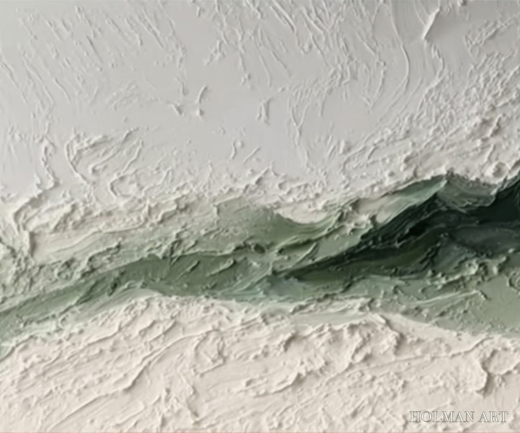 HOLMAN ART Emerald Ridge – Heavily Textured Wabi Sabi Abstract Landscape Painting - image 5