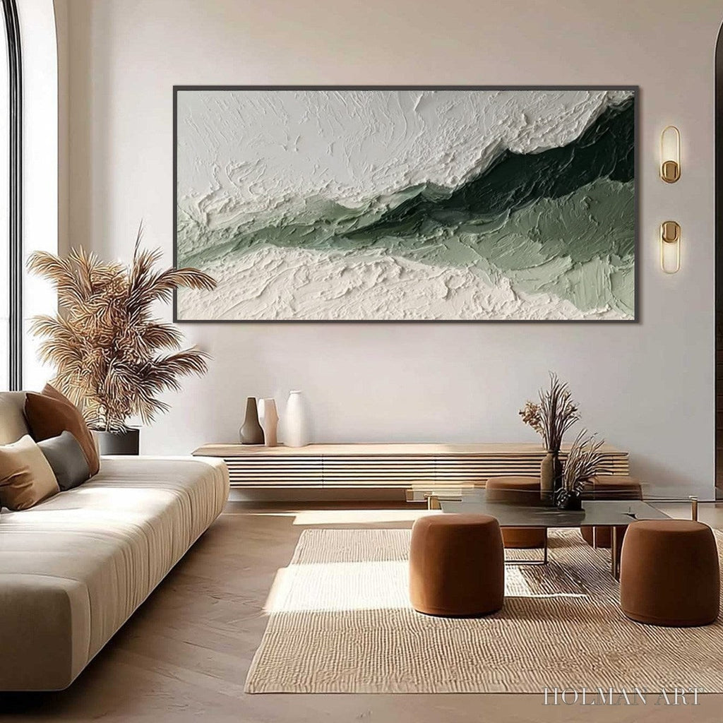 HOLMAN ART Emerald Ridge – Heavily Textured Wabi Sabi Abstract Landscape Painting - image 6