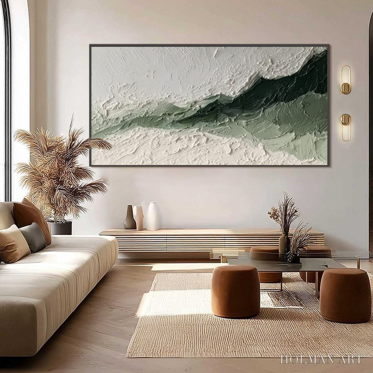 HOLMAN ART Emerald Ridge – Heavily Textured Wabi Sabi Abstract Landscape Painting - image 6