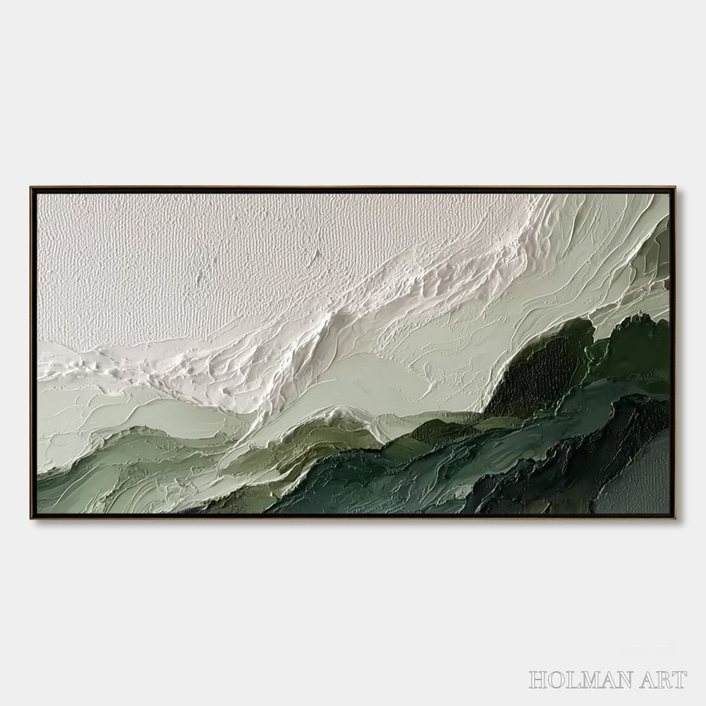 HOLMAN ART Verdant Ascent – Textured Wabi Sabi Mountain Landscape Painting - image 1