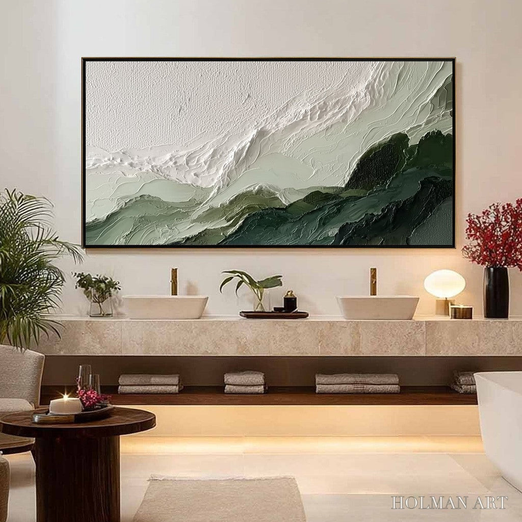 HOLMAN ART Verdant Ascent – Textured Wabi Sabi Mountain Landscape Painting - image 4