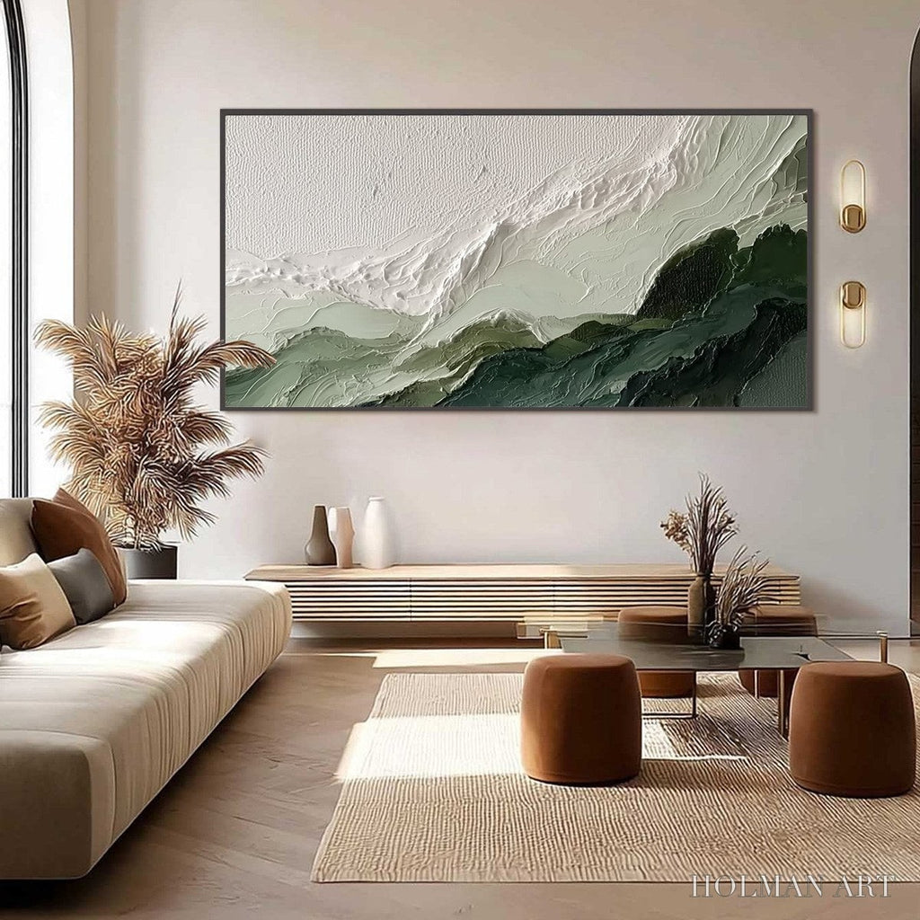 HOLMAN ART Verdant Ascent – Textured Wabi Sabi Mountain Landscape Painting - image 6