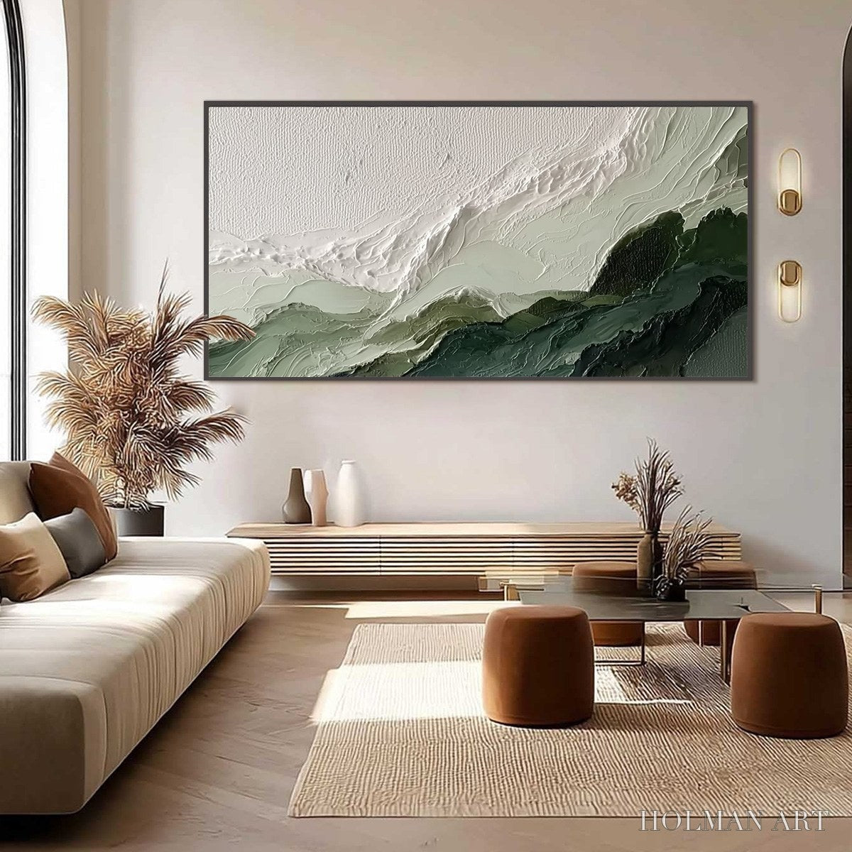 HOLMAN ART Verdant Ascent – Textured Wabi Sabi Mountain Landscape Painting - image 6