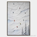 HOLMAN ART Alpine Rush – Textured Impasto Skiing on Snowy Mountain Oil Painting - image 1