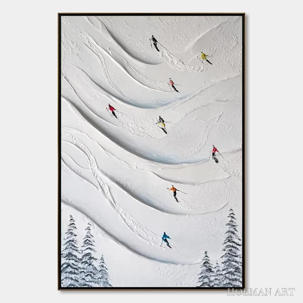HOLMAN ART Alpine Rush – Textured Impasto Skiing & Mountain Sports Painting - image 1