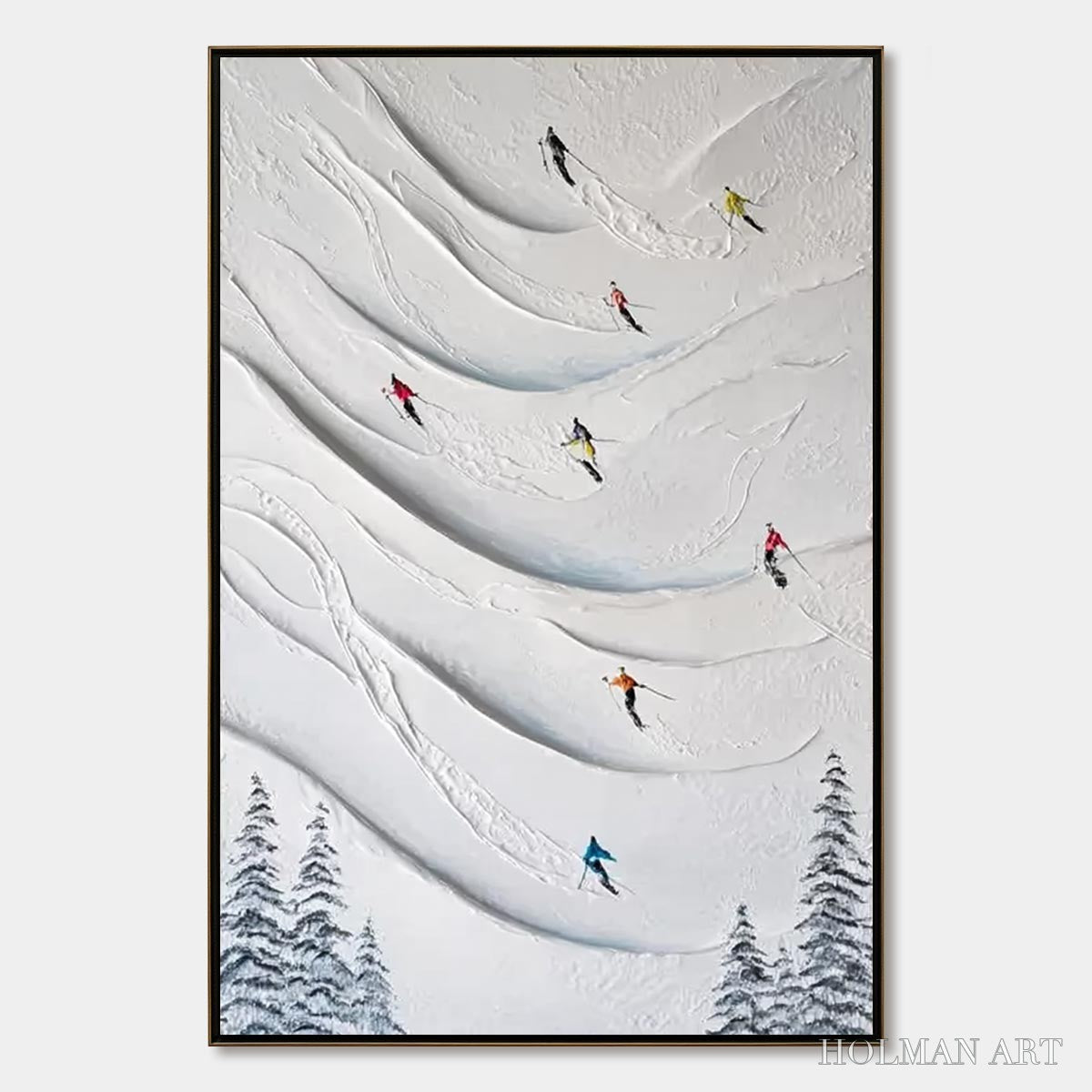 HOLMAN ART Alpine Rush – Textured Impasto Skiing & Mountain Sports Painting - image 1