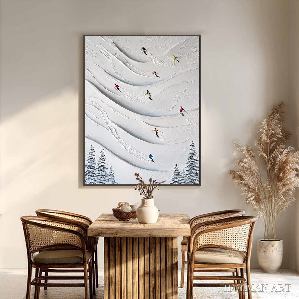 HOLMAN ART Alpine Rush – Textured Impasto Skiing & Mountain Sports Painting - image 2