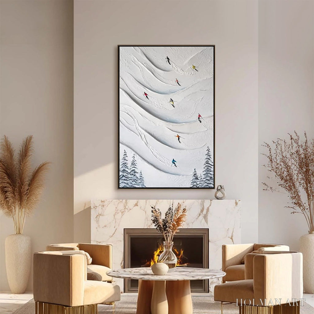 HOLMAN ART Alpine Rush – Textured Impasto Skiing & Mountain Sports Painting - image 4