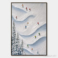 HOLMAN ART Alpine Rush – Textured Impasto Painting of Skiers on a Snowy Mountain - image 1