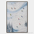 HOLMAN ART Alpine Rush – Textured Impasto Painting of Skiers on a Snowy Mountain - image 1