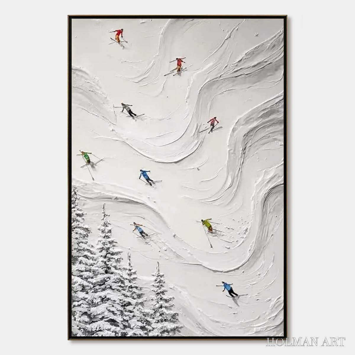 HOLMAN ART Alpine Rush – Textured Impasto Skiing Painting on Canvas - image 1