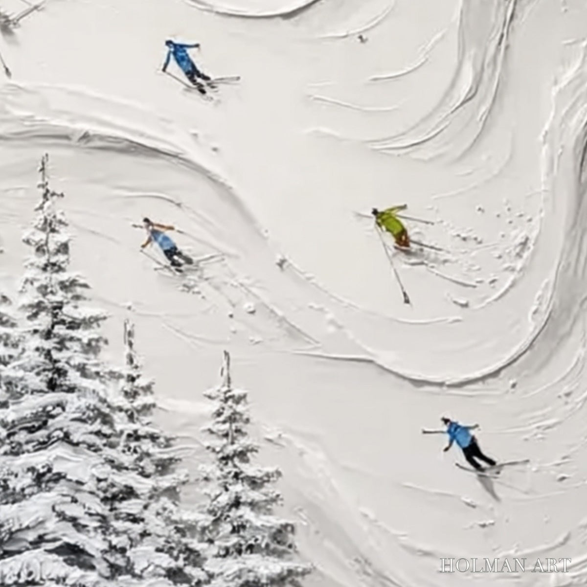 HOLMAN ART Alpine Rush – Textured Impasto Skiing Painting on Canvas - image 3