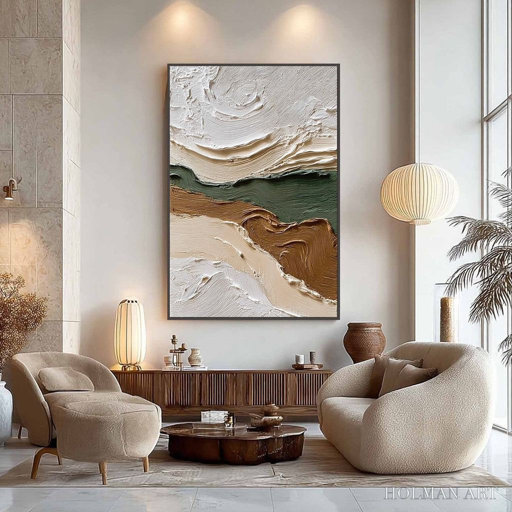 HOLMAN ART Verdant Ridge – Textured Wabi Sabi Abstract Landscape Painting - image 2