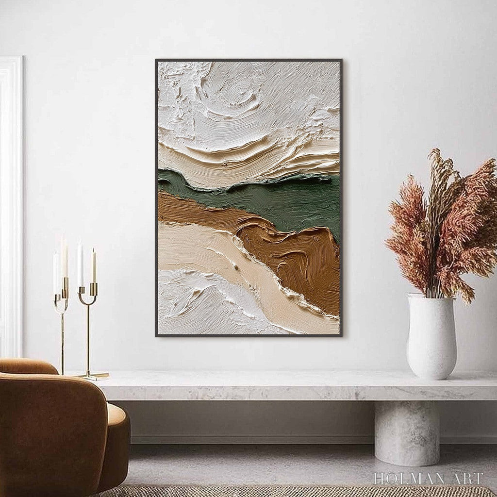 HOLMAN ART Verdant Ridge – Textured Wabi Sabi Abstract Landscape Painting - image 4