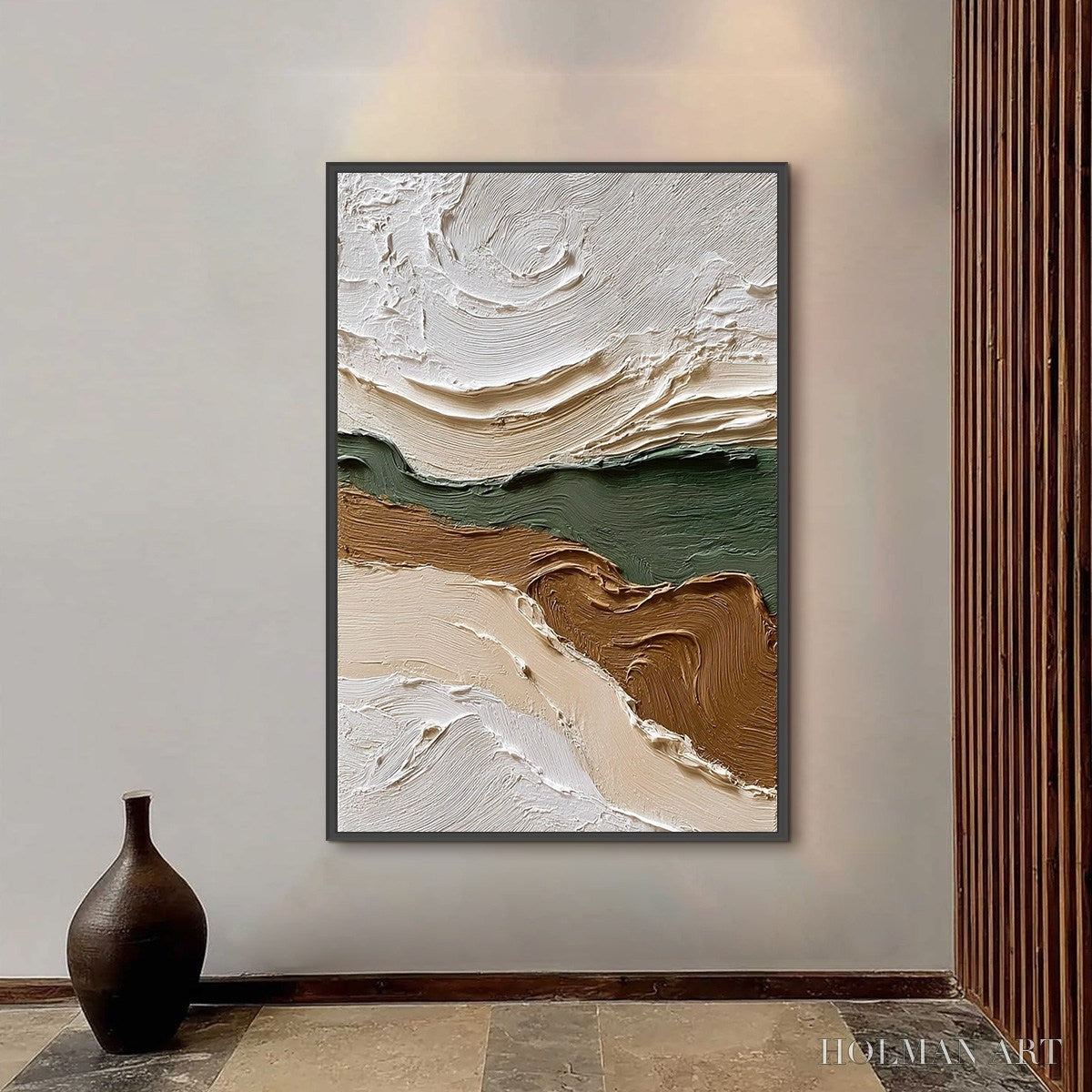 HOLMAN ART Verdant Ridge – Textured Wabi Sabi Abstract Landscape Painting - image 6
