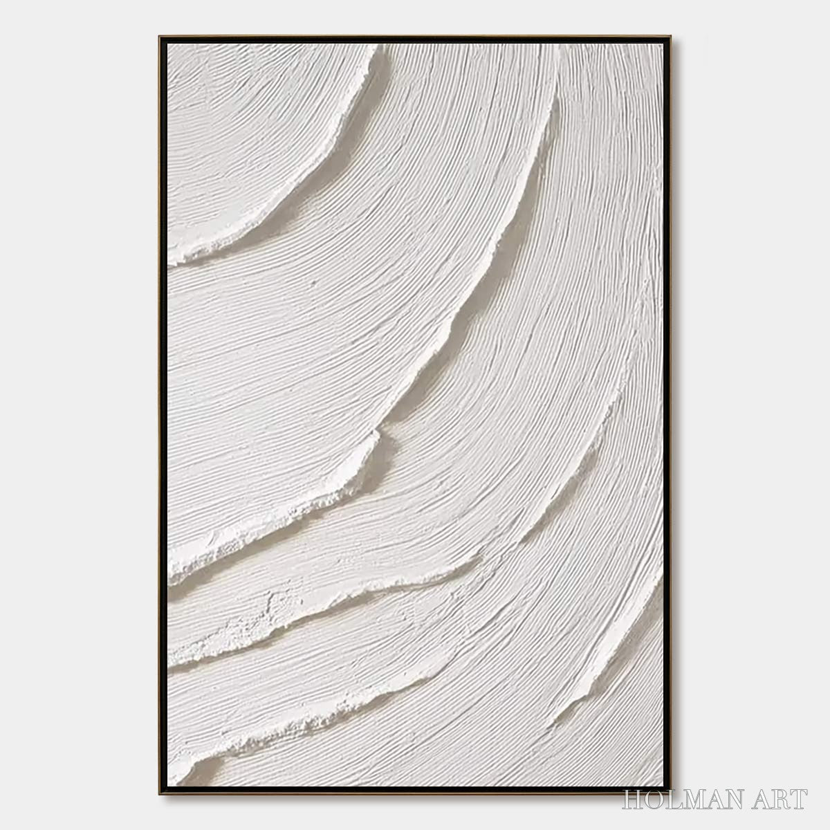 HOLMAN ART Whispering Waves – Textured White Minimalist Wabi Sabi Abstract Painting - image 1