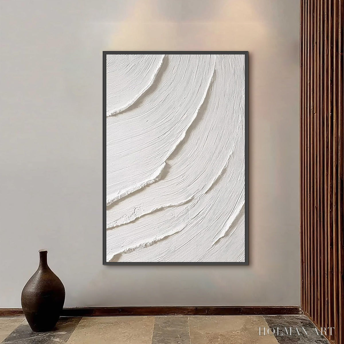HOLMAN ART Whispering Waves – Textured White Minimalist Wabi Sabi Abstract Painting - image 6