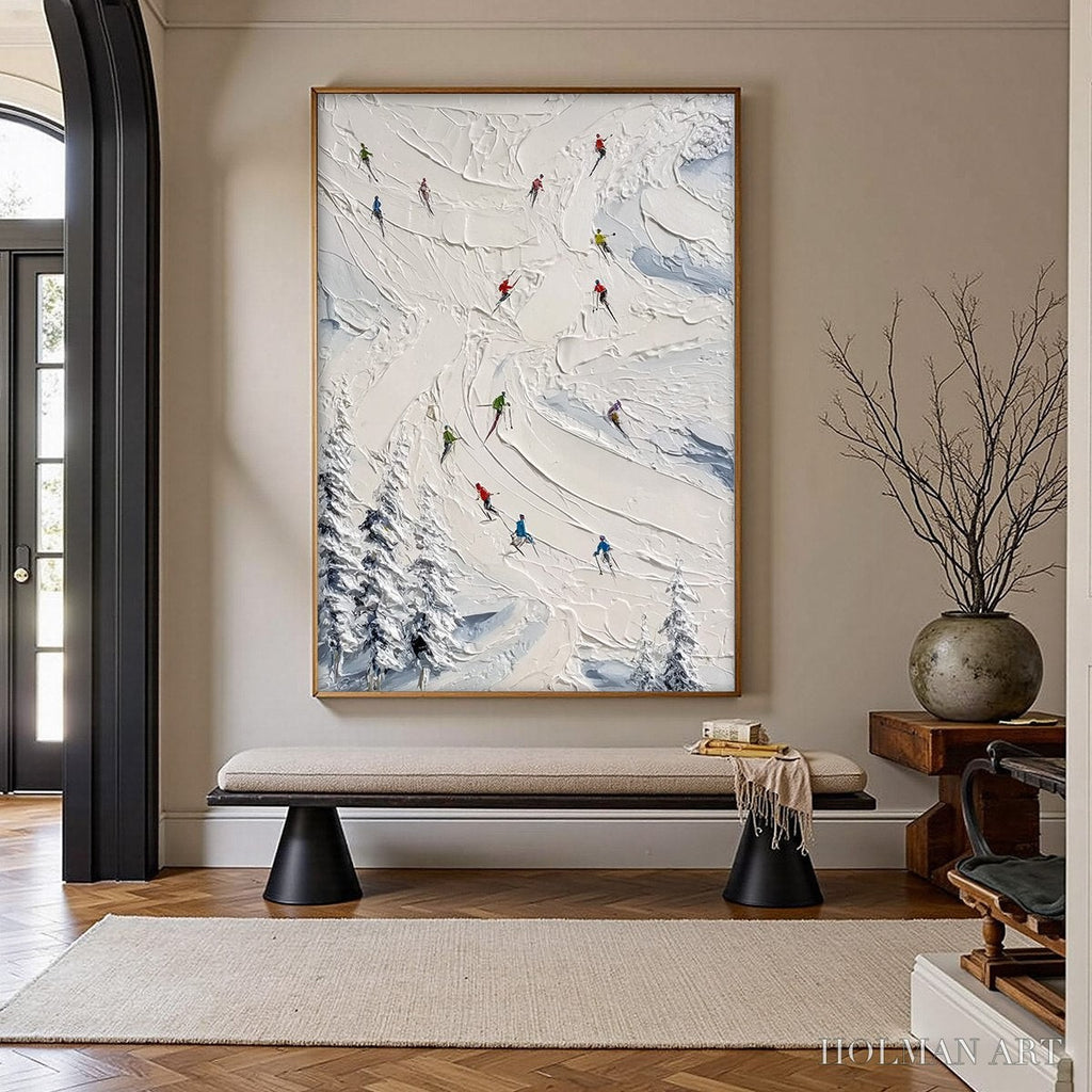 HOLMAN ART Alpine Rush – Textured Impasto Skiing Painting on Canvas - image 2