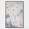 HOLMAN ART Alpine Rush – Heavy Texture Impasto Painting of Skiers on a Mountain Slope - image 1