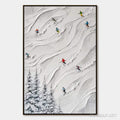 HOLMAN ART Alpine Rush – Textured Impasto Painting of Skiers on a Snowy Mountain - image 1
