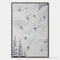 HOLMAN ART Alpine Rush – Textured Impasto Painting of Skiers on Snowy Slopes - image 1