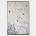HOLMAN ART Alpine Rush – Textured Impasto Painting of Skiers on a Snowy Mountain - image 1